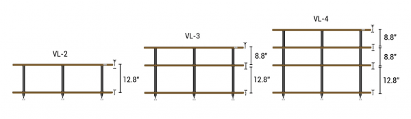 SolidSteel VL-2/3/4 rack dimensions, SolidSteel VL racks, Solidsteel Vancouver