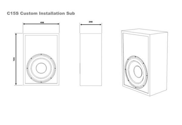 M&K C15S custom install subwoofer, dimensions, M&K custom install subwoofers, M&K Sound Vancouver